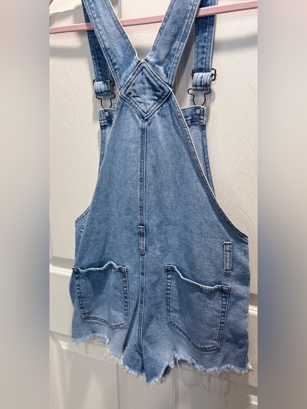 Wild Fable Denim Overall Shorts Size Small Light Wash Distressed Y2K Shortalls - Picture 6 of 8